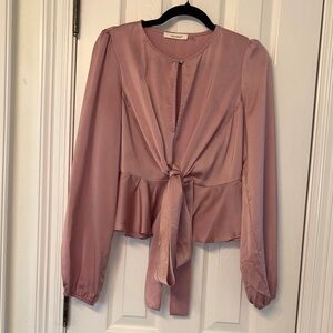 Dusty Pink Tie-Front Blouse